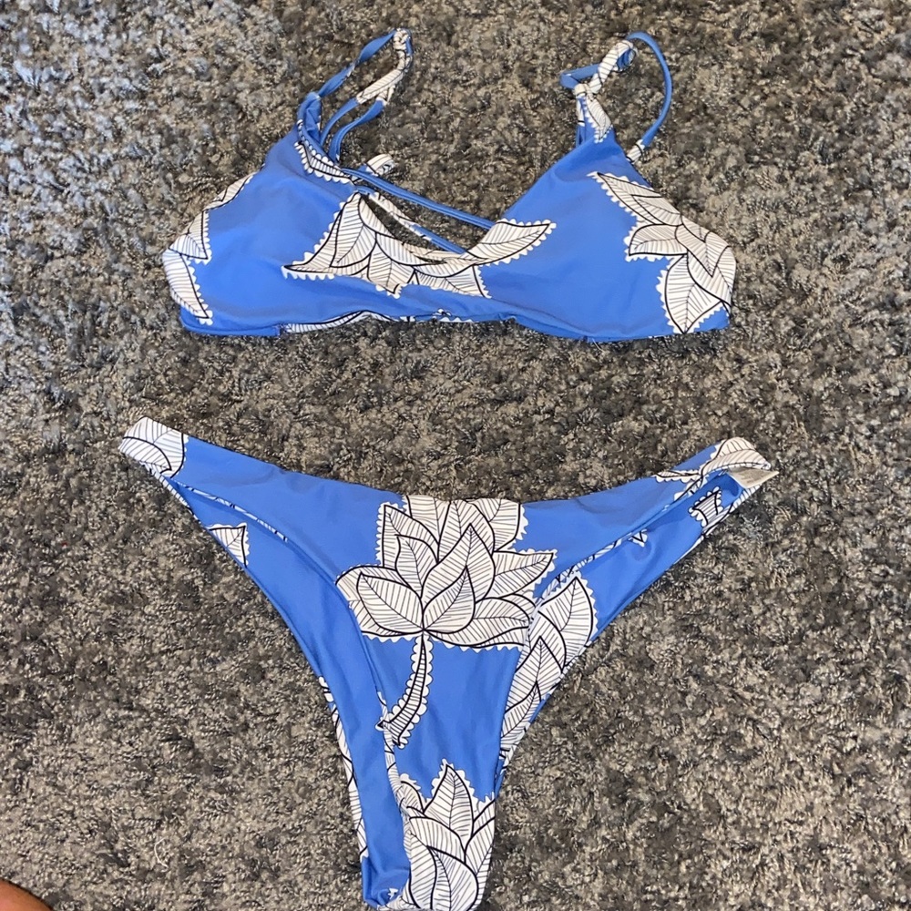 Blue floral bikini